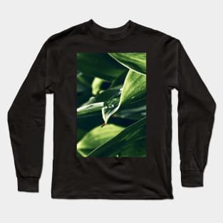 Green Wall Art.Leaf and Drop. Long Sleeve T-Shirt